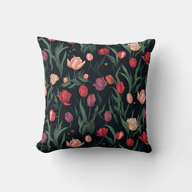 STIJLVOL ROZE TULPENPATROON KUSSEN (Voorkant)
