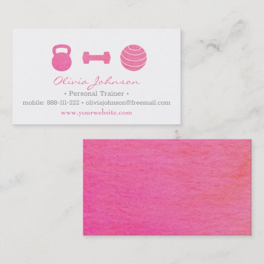 Stijlvol roze Vrouw Fitness Personal Trainer Visitekaartje (Voorkant / Achterkant)