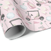 Stijlvol roze vrouwelijk golfdesign cadeaupapier (Rol Hoek)