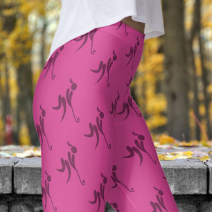 Stijlvol roze vrouwen hockey patroon leggings