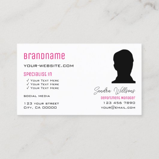 Stijlvol Roze wit met monogram en foto Visitekaartje (Achterkant)