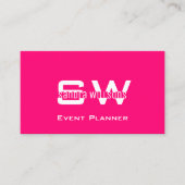 Stijlvol Roze wit met monogram en foto Visitekaartje (Voorkant)