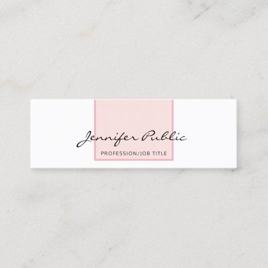Stijlvol roze witte, eenvoudige, moderne vormgevin mini visitekaartje (Voorkant)