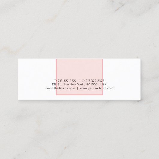 Stijlvol roze witte, eenvoudige, moderne vormgevin mini visitekaartje (Achterkant)