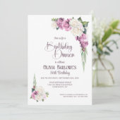 Stijlvol Roze Witte Roos Bloemen Verjaardagsdiner Kaart (Staand voorkant)