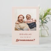 Stijlvol roze Word jij mijn bruidsjonker fotokaart Kaart (Staand voorkant)