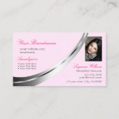Stijlvol roze zilver decor met monogram en foto visitekaartje (Achterkant)