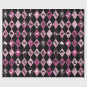 Stijlvol Roze Zwart Paardensport Diamant Patroon Cadeaupapier (Vlak)