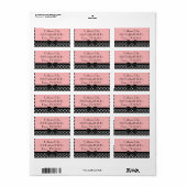 Stijlvol roze & zwart polka dot adreslabel etiket (Full Sheet)