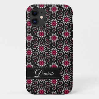 Stijlvol roze + zwart staarpatroon Case-Mate iPhone case