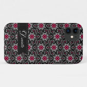 Stijlvol roze + zwart staarpatroon Case-Mate iPhone case (Achterkant (horizontaal))