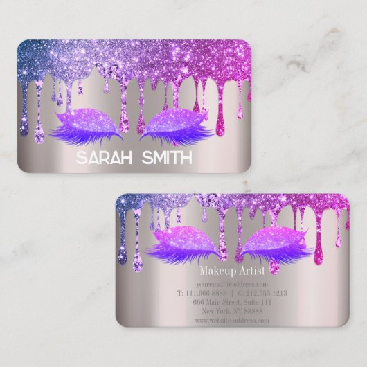 Stijlvol Rozen goud, glitter druppelt wimpers Visitekaartje (Voorkant / Achterkant)