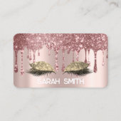 Stijlvol Rozen goud, glitter druppelt wimpers Visitekaartje (Voorkant)