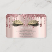 Stijlvol Rozen goud, glitter druppelt wimpers Visitekaartje (Achterkant)