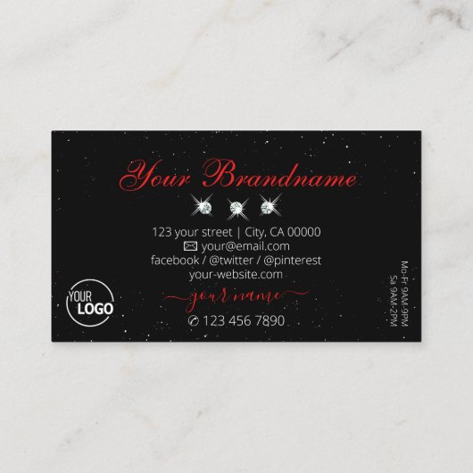Stijlvol ruby Red Black Rouses Diamonds Voeg Logo Visitekaartje (Achterkant)