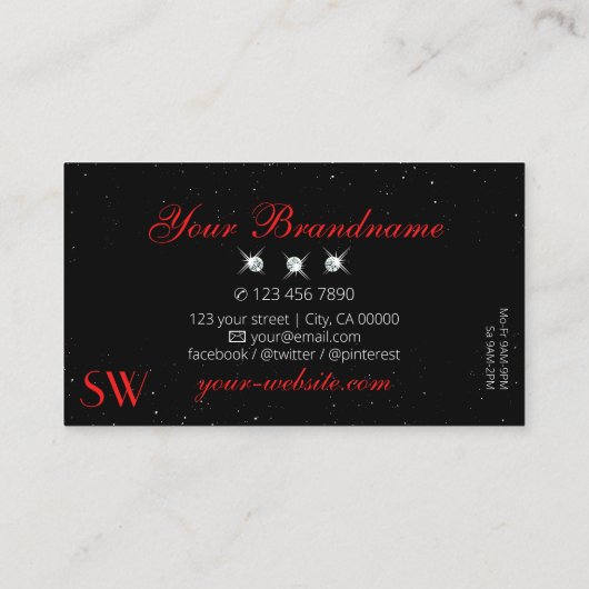 Stijlvol ruby Red Black Rousonds Initialen Visitekaartje (Achterkant)