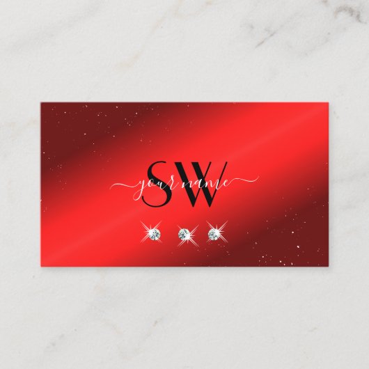 Stijlvol ruby Red Black Rousonds Initialen Visitekaartje (Voorkant)
