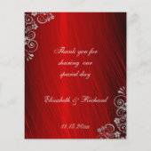 Stijlvol Ruby Red Gray Swirl Wedding Menu (Achterkant)