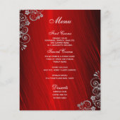 Stijlvol Ruby Red Gray Swirl Wedding Menu (Voorkant)