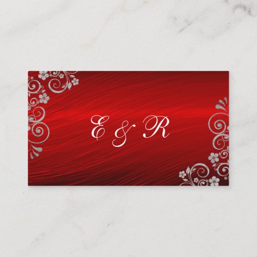 Stijlvol Ruby Red Gray Swirls Wedding Website Informatiekaartje (Achterkant)