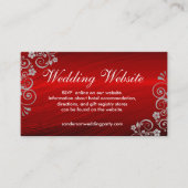 Stijlvol Ruby Red Gray Swirls Wedding Website Informatiekaartje (Voorkant)