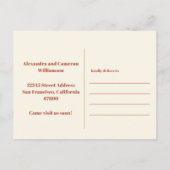 Stijlvol Rust Brown Minimalist Verplaatst Nieuw Ad Briefkaart (Achterkant)