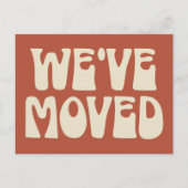 Stijlvol Rust Brown Minimalist Verplaatst Nieuw Ad Briefkaart (Voorkant)