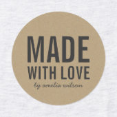 Stijlvol Rustic Bold Made with Love Faux Kraft Labels (Design 1)