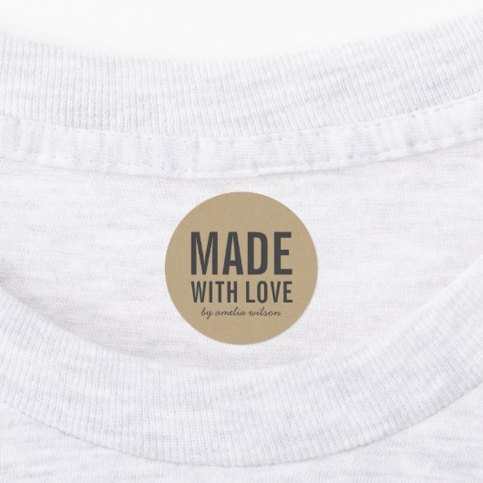 Stijlvol Rustic Bold Made with Love Faux Kraft Labels (Aangebracht)