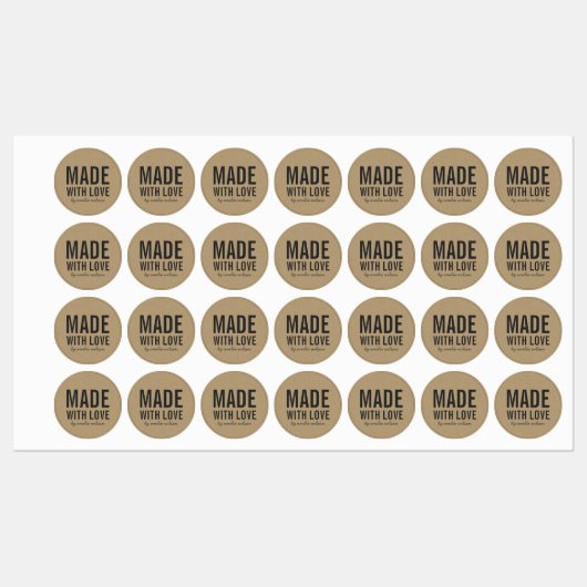 Stijlvol Rustic Bold Made with Love Faux Kraft Labels (Vel)