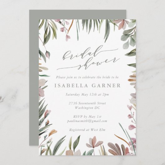 Stijlvol Rustic Greenery Sage Green Vrijgezellenfe Kaart (Voorkant / Achterkant)