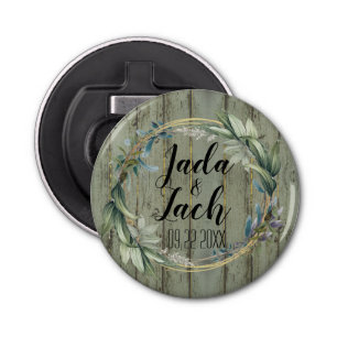 Stijlvol Rustic Leafy Wreath Wedding Button Flesopener
