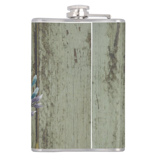 Stijlvol Rustic Leafy Wreath Wedding Heupfles (Achterkant)