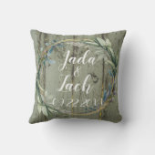 Stijlvol Rustic Leafy Wreath Wedding Kussen (Achterkant)