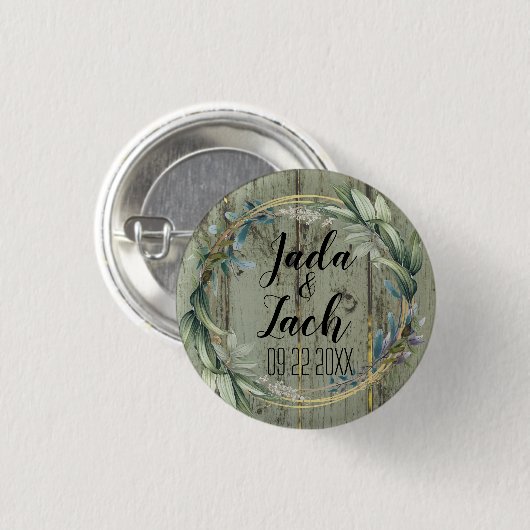 Stijlvol Rustic Leafy Wreath Wedding Ronde Button 3,2 Cm (Voorkant /achterkant)