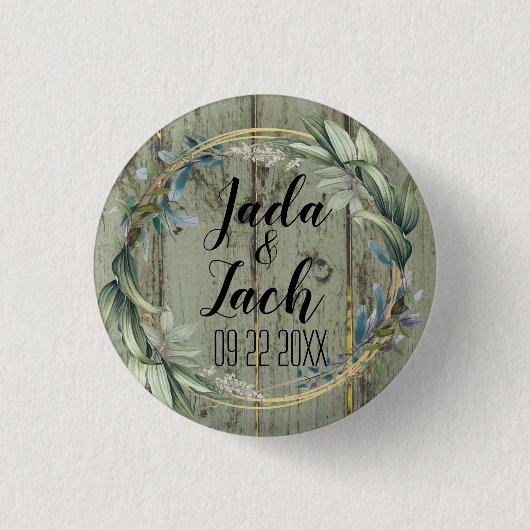 Stijlvol Rustic Leafy Wreath Wedding Ronde Button 3,2 Cm (Voorkant)