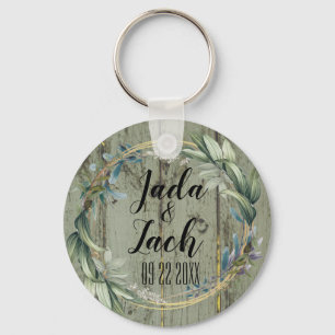 Stijlvol Rustic Leafy Wreath Wedding Sleutelhanger