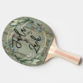 Stijlvol Rustic Leafy Wreath Wedding Tafeltennisbatje (Zijkant)