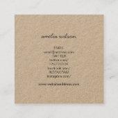 Stijlvol Rustic Made with Love Social Media Kraft Vierkante Visitekaartje (Achterkant)