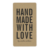 Stijlvol Rusticaal Krachtig Handgemaakt met Liefde Etiket (Voorkant)