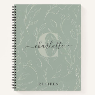 Stijlvol Rustieke Salie Botanische Monogram Recept Notitieboek