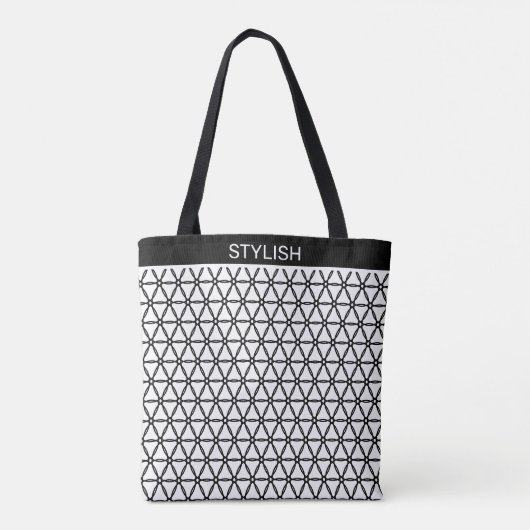 Stijlvol sacred geometriepatroon op zwart-wit tote bag (Achterkant)