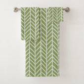 Stijlvol Sage Green Boho Herringbone Pattern Bad Handdoek (Insitu)