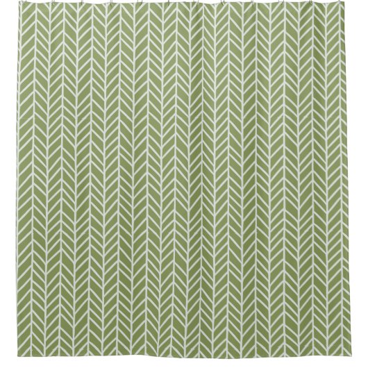 Stijlvol Sage Green Boho Herringbone Pattern Douchegordijn (Voorkant)