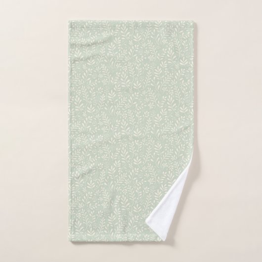 Stijlvol Sage Green Boho Waterverf Floral Pattern Bad Handdoek (Handdoek)