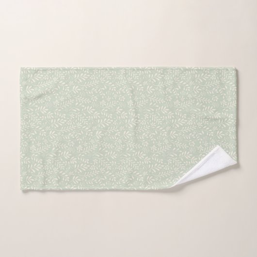 Stijlvol Sage Green Boho Waterverf Floral Pattern Bad Handdoek (Handdoek)