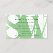 Stijlvol Sage Green en White met Monogram Modern Visitekaartje (Achterkant)