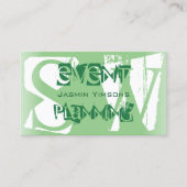 Stijlvol Sage Green en White met Monogram Modern Visitekaartje (Voorkant)