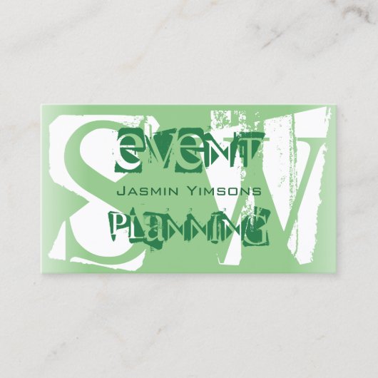 Stijlvol Sage Green en White met Monogram Modern Visitekaartje (Voorkant)