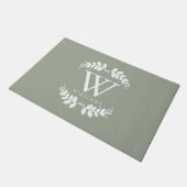 Stijlvol Sage Green Family Monogram Deurmat (Schuin)